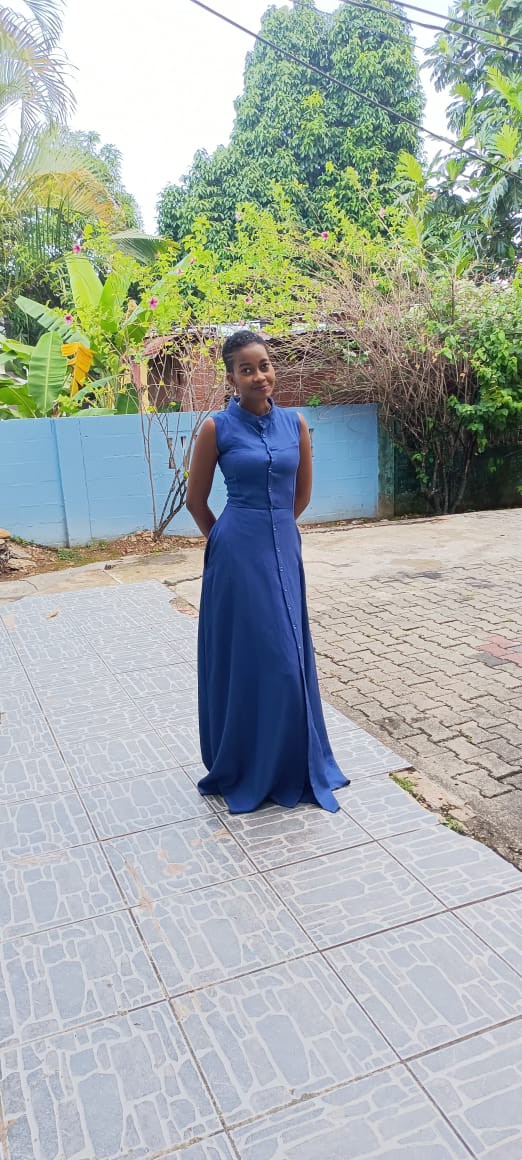 Blue Royale Maxi Dress | Buttoned Up Floor Length Dress
