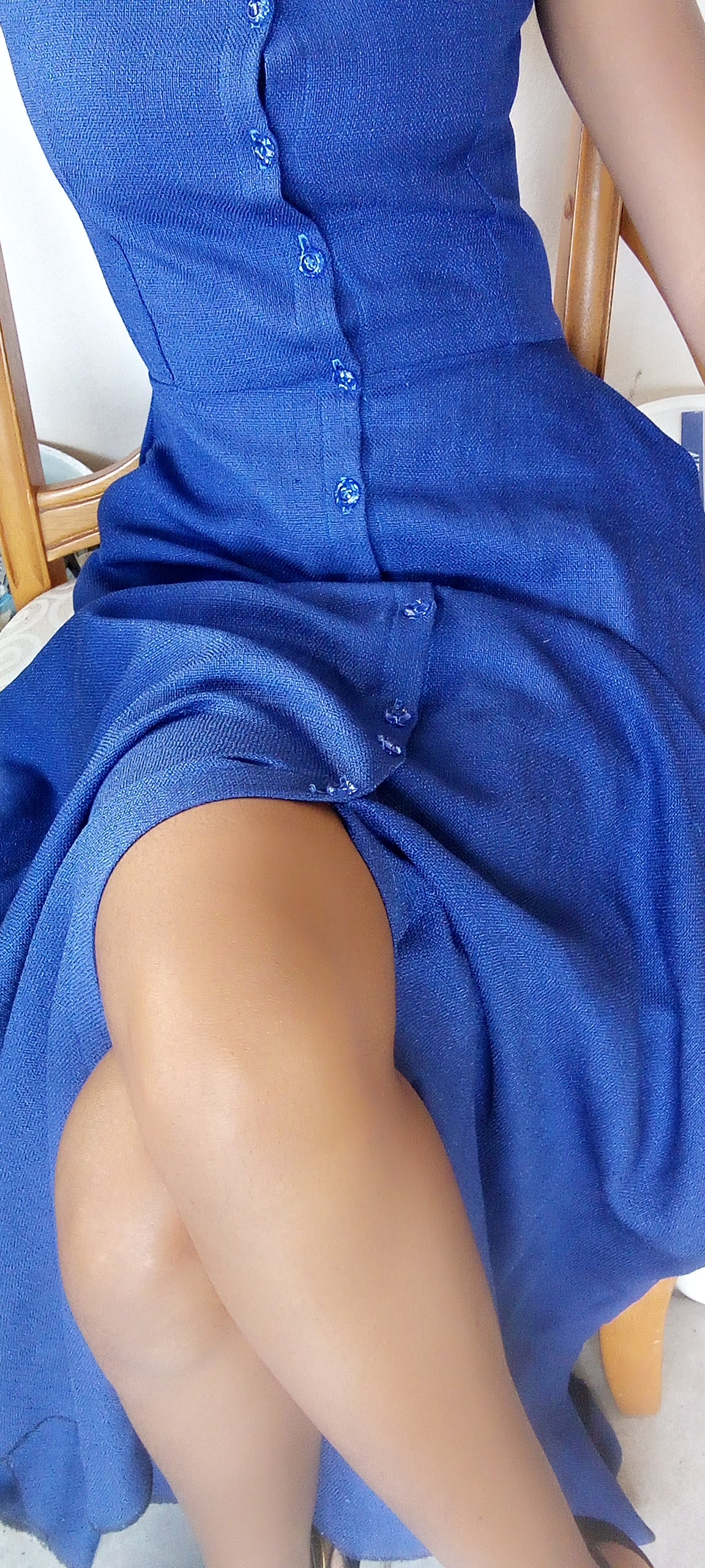 Blue Royale Maxi Dress | Buttoned Up Floor Length Dress