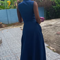 Blue Royale Maxi Dress | Buttoned Up Floor Length Dress