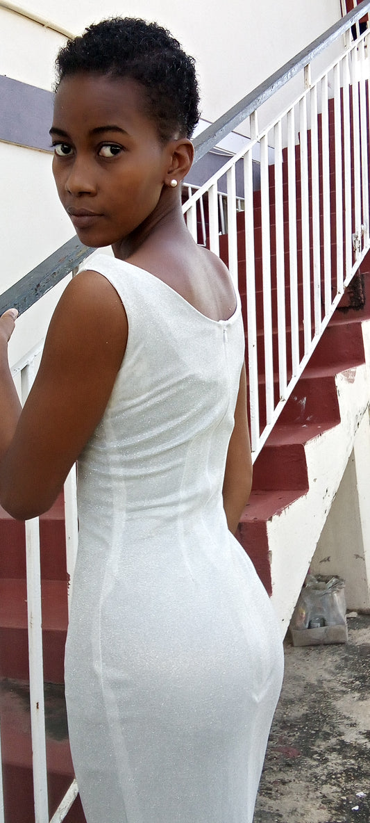 Sparkle Boat Neckline Maxi Dress