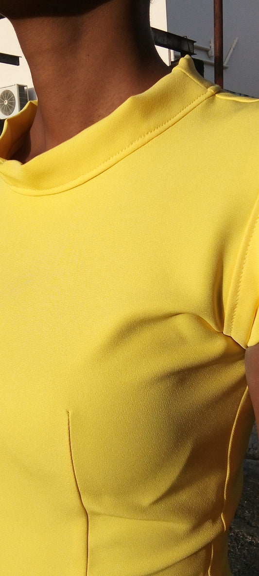 Buttercup Dress Bright Yellow Maxi Dress with Side Slits