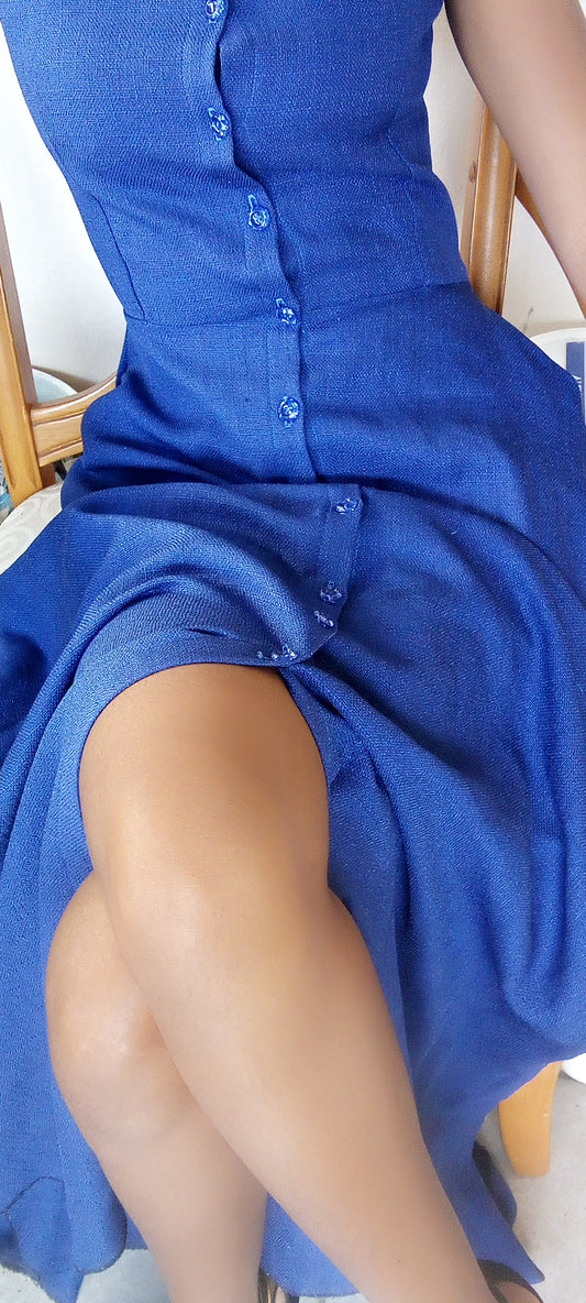 Blue Royale Maxi Dress | Buttoned Up Floor Length Dress